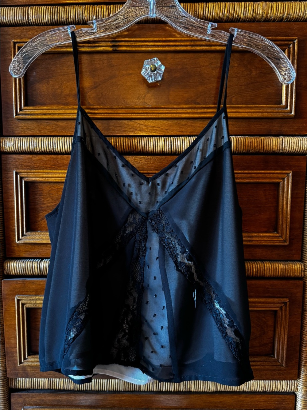 Pins and Needles Black Lace Trim Cami Tank Top - Sz L